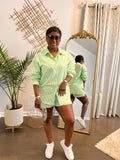 Striped Casual Shirt And Shorts Set